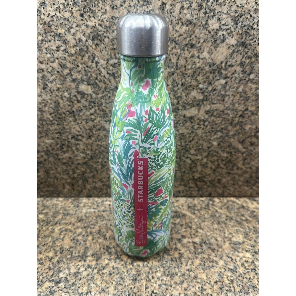 Starbucks Lilly Pulitzer S'well‎ 17 Oz Insulated Water Bottle Green Floral